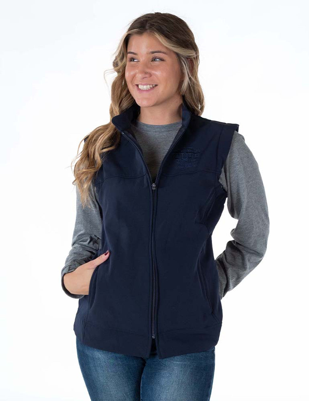 COWGIRL TUFF Navy Stretch Microfiber Jacket With Embroidered Logo