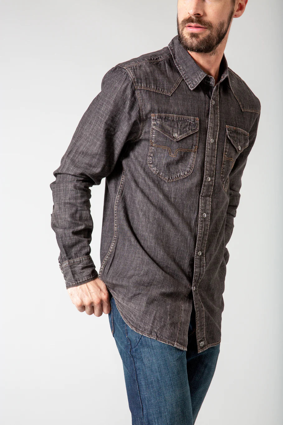 KIMES RANCH Men's Black Grimes Denim Shirt