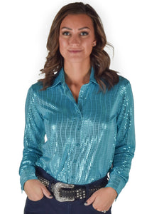 Cowgirl Tuff Turquoise Pullover Button-Up