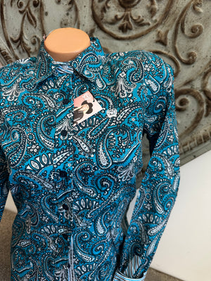 CINCH Women's Blue Paisley Button-Down Western Shirt