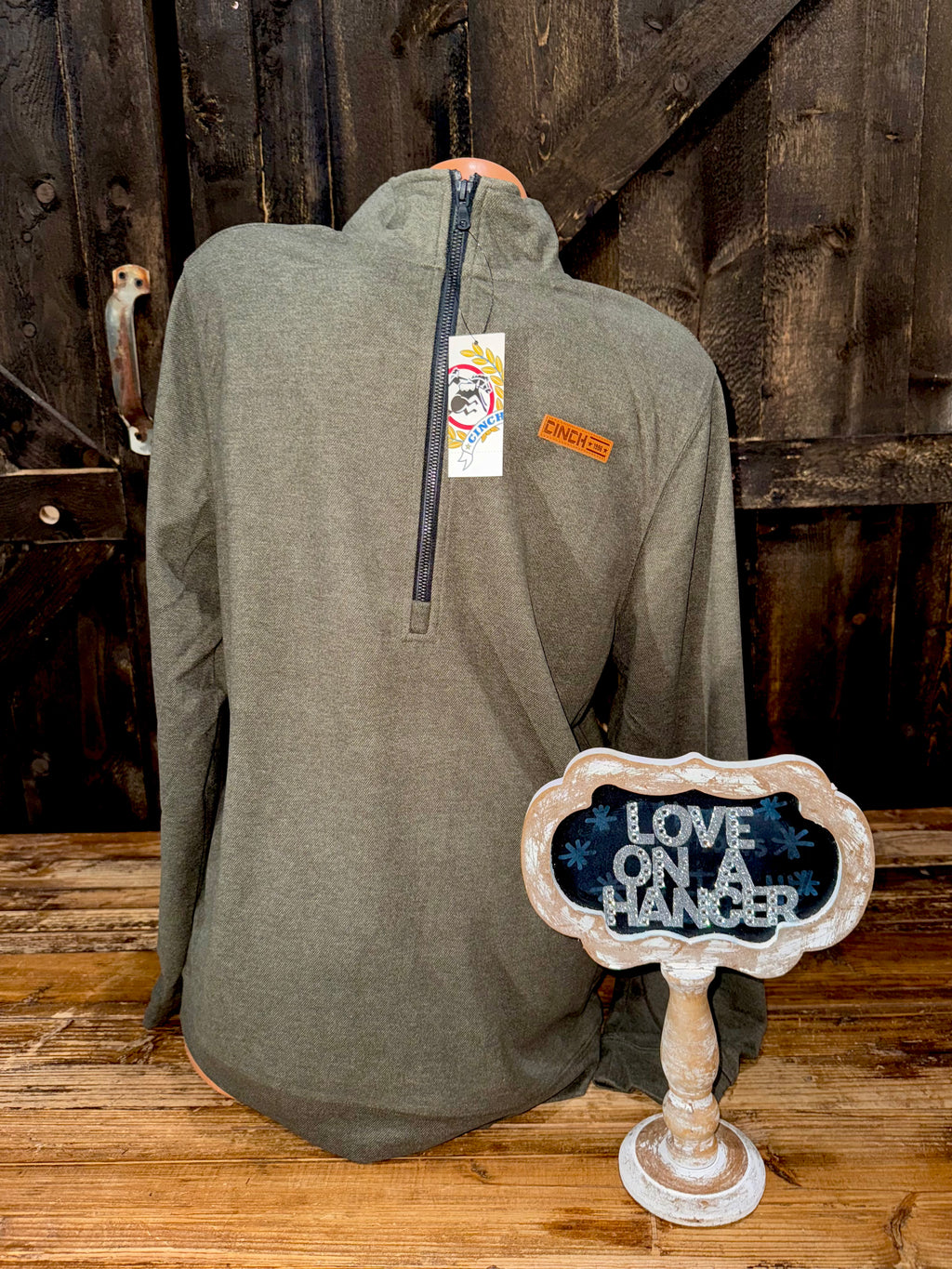 CINCH Men's Olive Half Zip Pullover