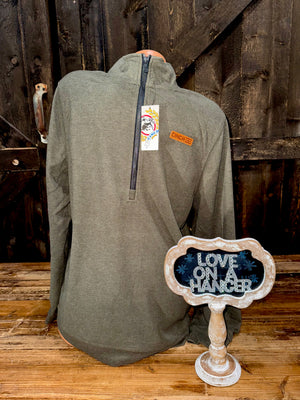 CINCH Men's Olive Half Zip Pullover