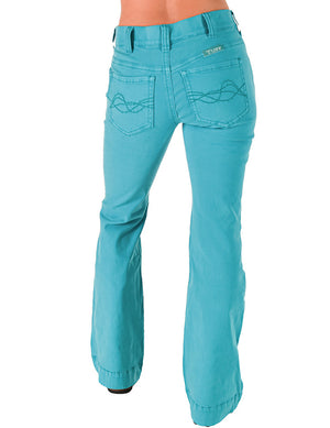 COWGIRL TUFF Women's Turquoise Pull-On Trousers Jean