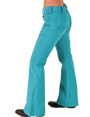 COWGIRL TUFF Women's Turquoise Pull-On Trousers Jean