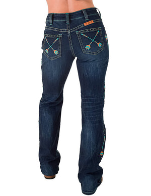 COWGIRL TUFF Women's Turquoise Arrows Jean