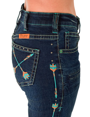 COWGIRL TUFF Women's Turquoise Arrows Jean