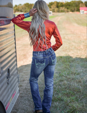 COWGIRL TUFF Women's Twisted Turquoise Jean
