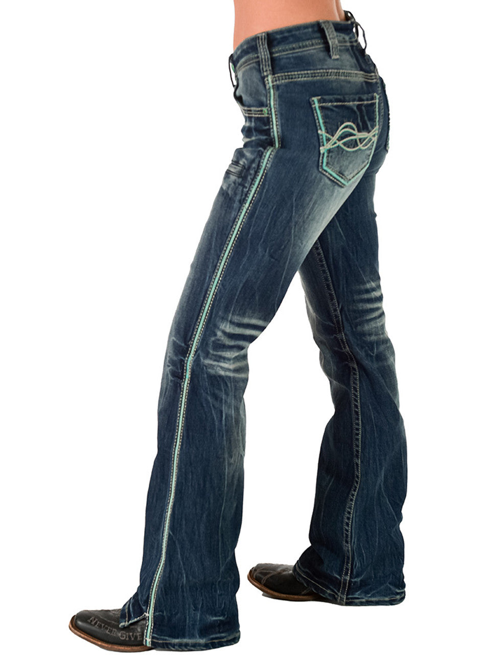 COWGIRL TUFF Women's Twisted Turquoise Jean