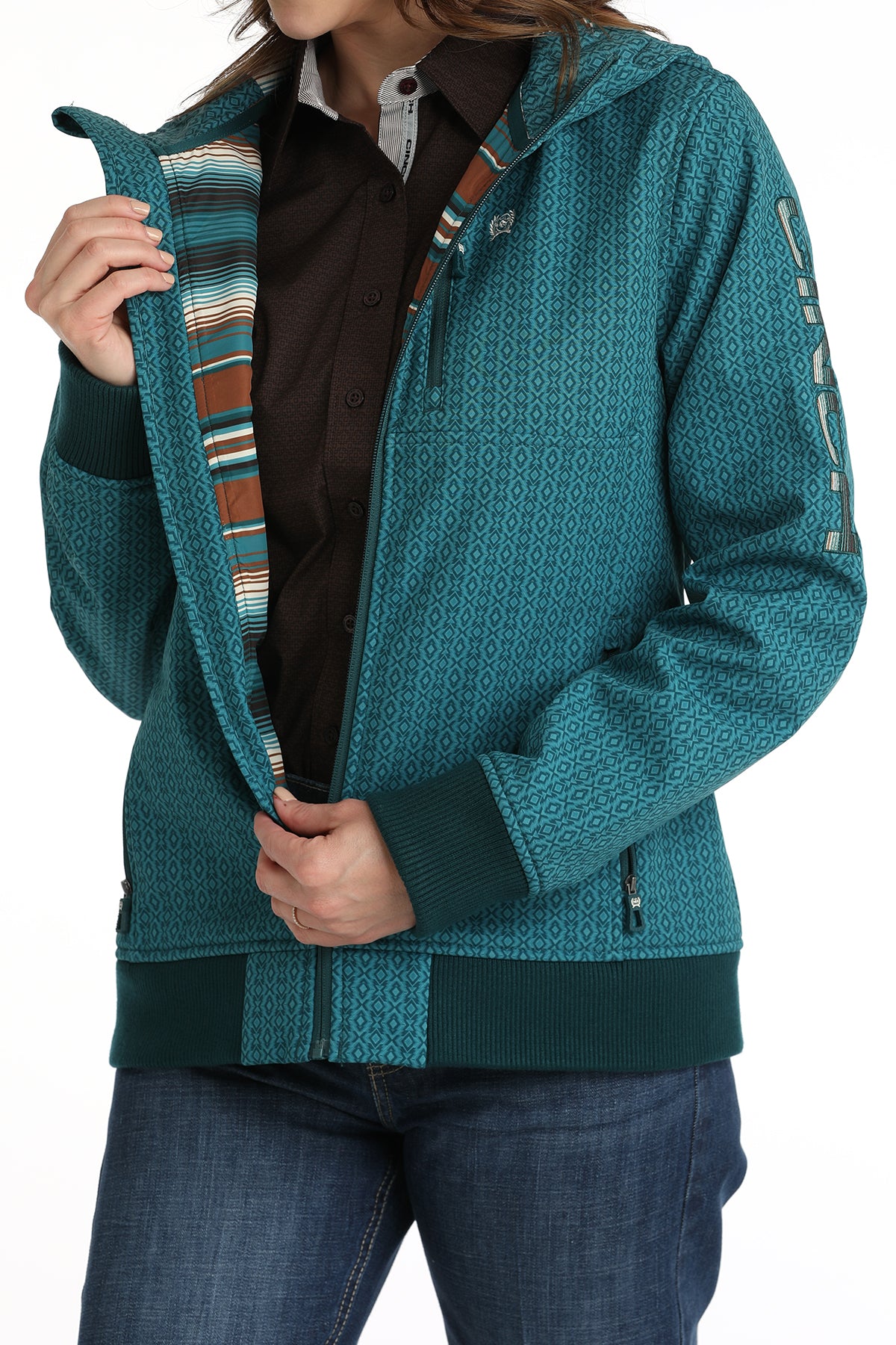 CINCH Women's Teal Bonded Hoodie Jacket