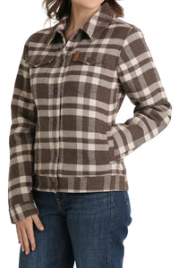 CINCH Women's Gray/Brown Plaid Trucker's Jacket