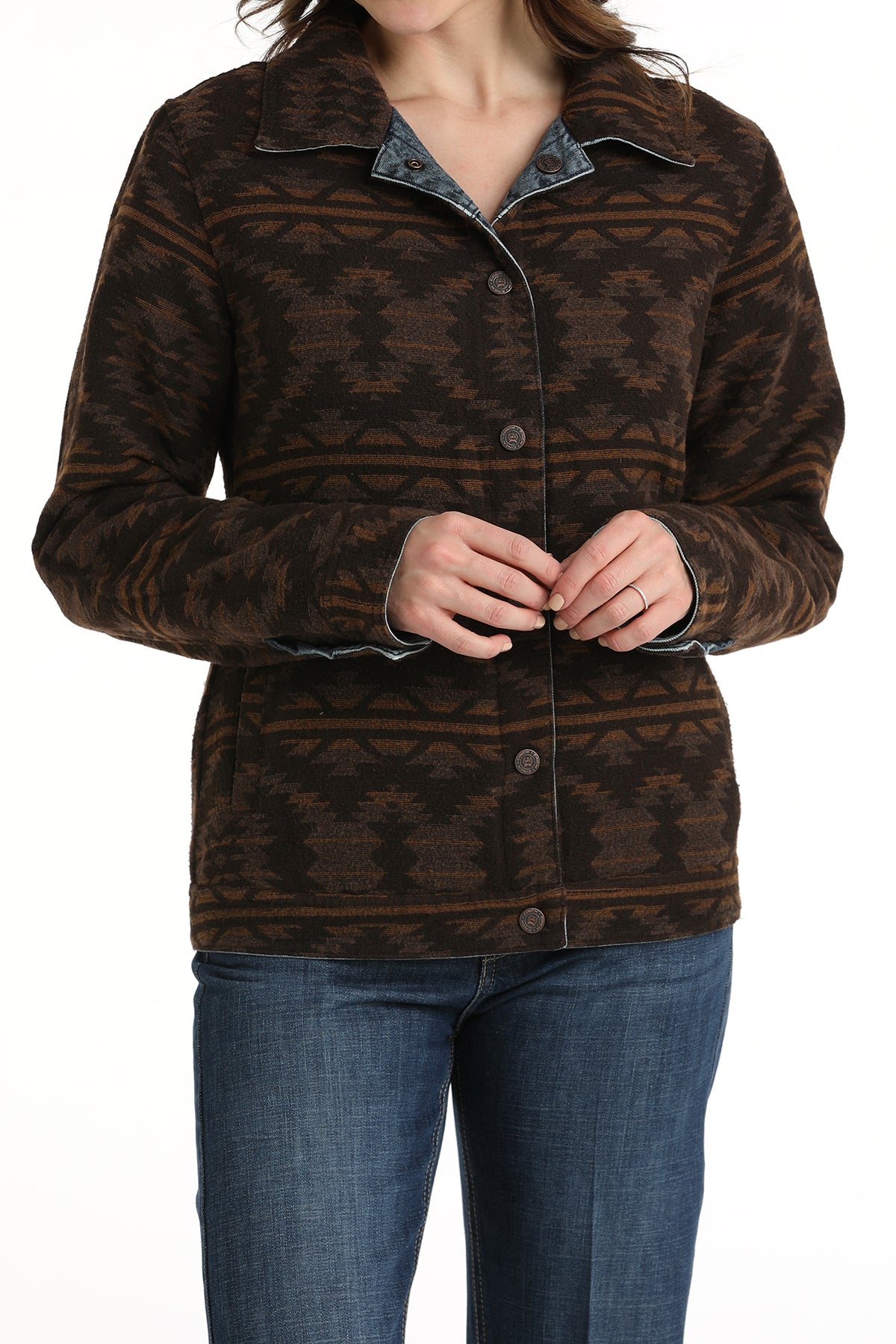 CINCH Women's Indigo/Brown Reversible Trucker's Jacket