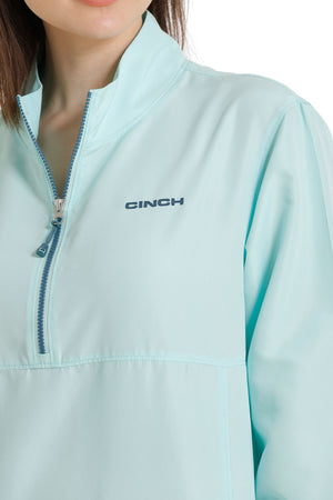 CINCH Women's Light Blue Half Zip Pullover