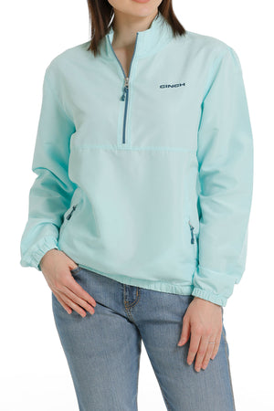 CINCH Women's Light Blue Half Zip Pullover