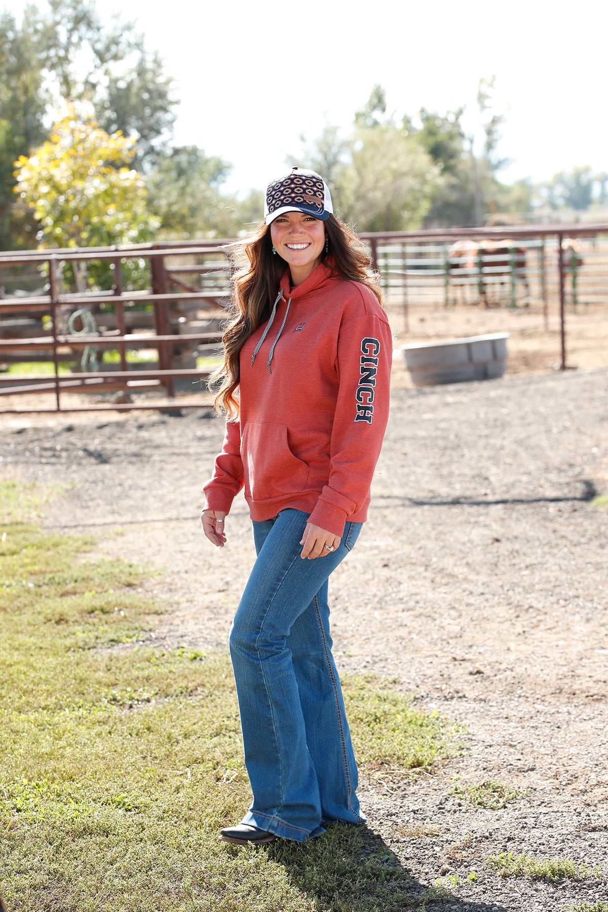 CINCH Women's Red French Terry Pullover