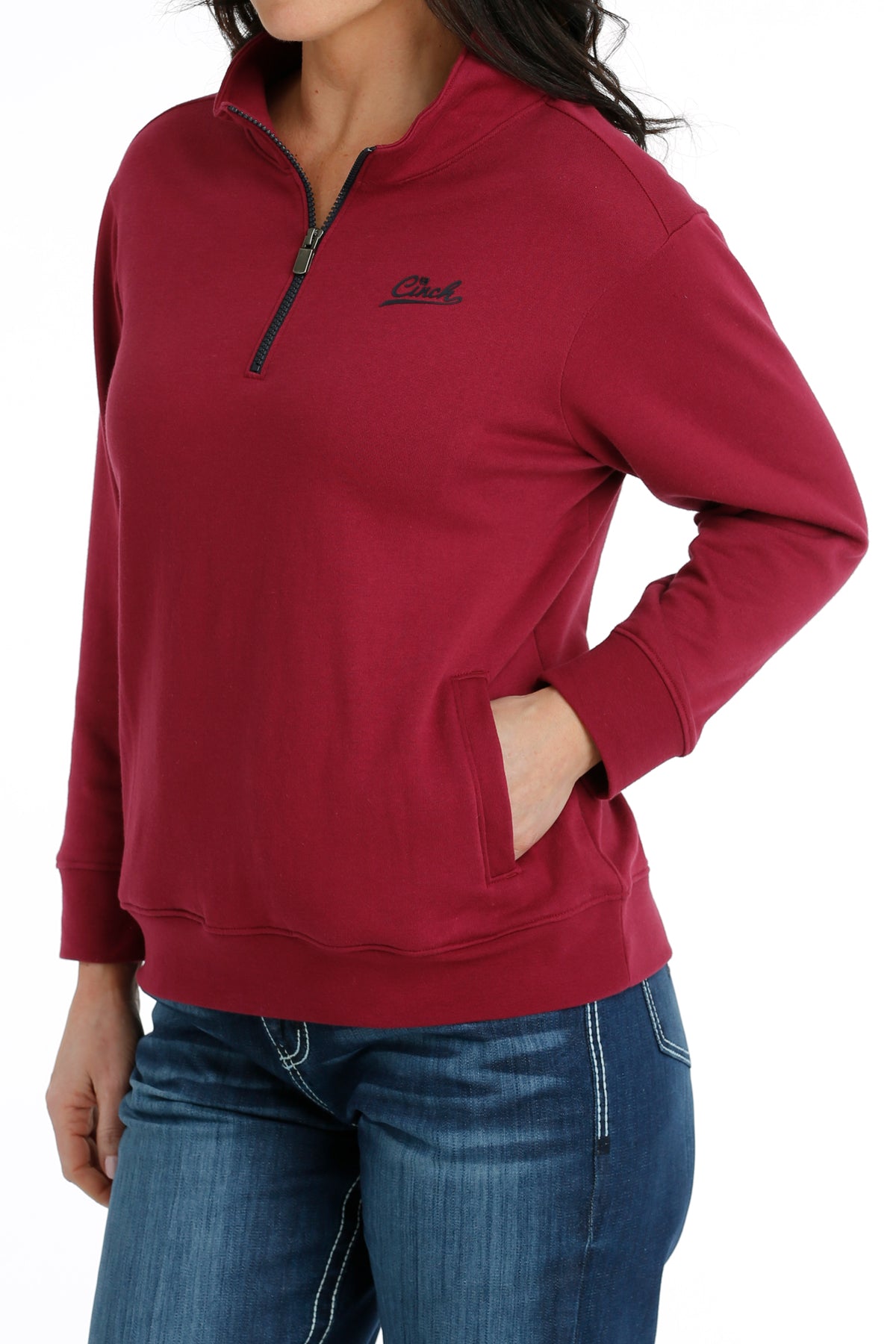 CINCH Women's Burgundy Quarter Zip Pullover