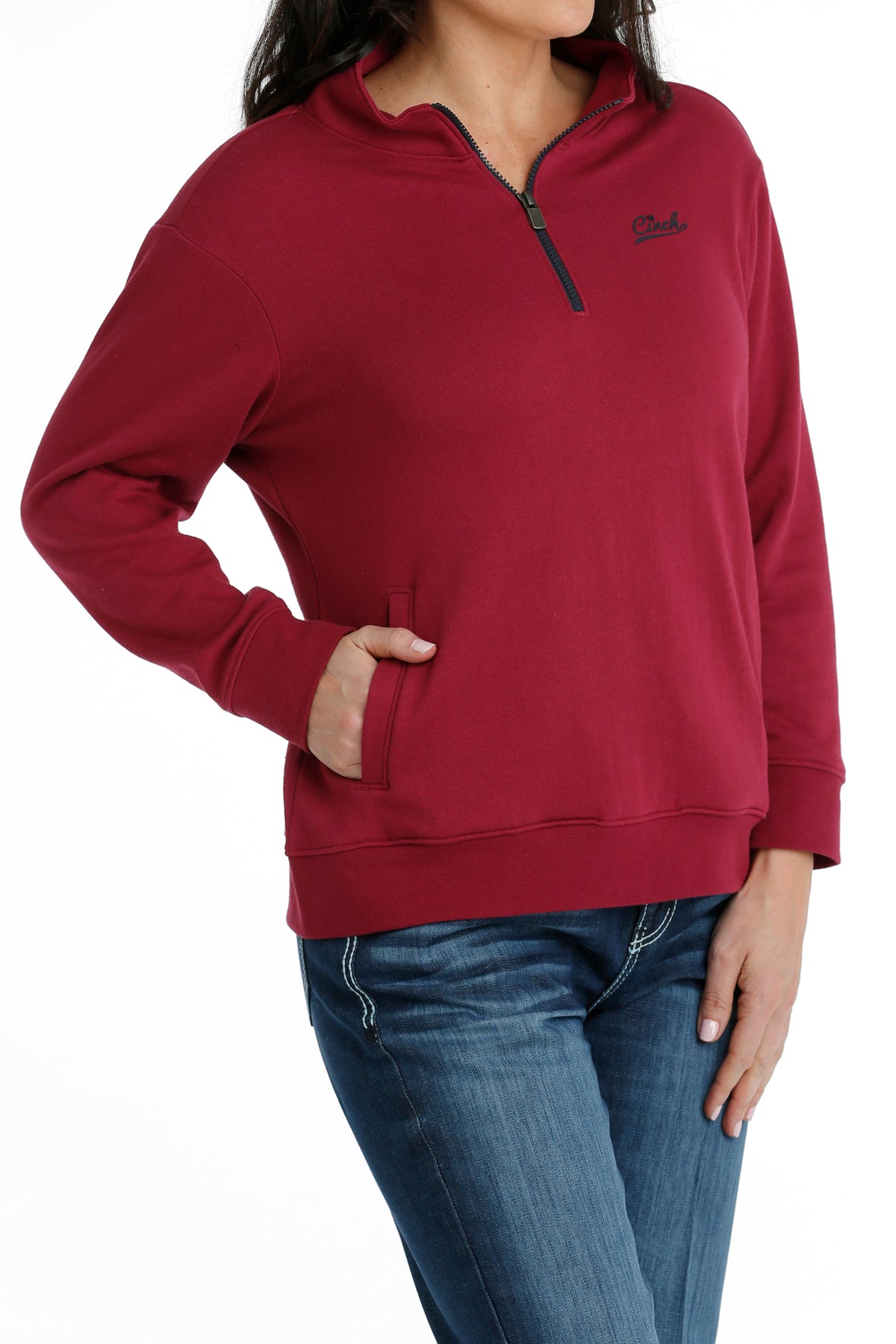 CINCH Women's Burgundy Quarter Zip Pullover