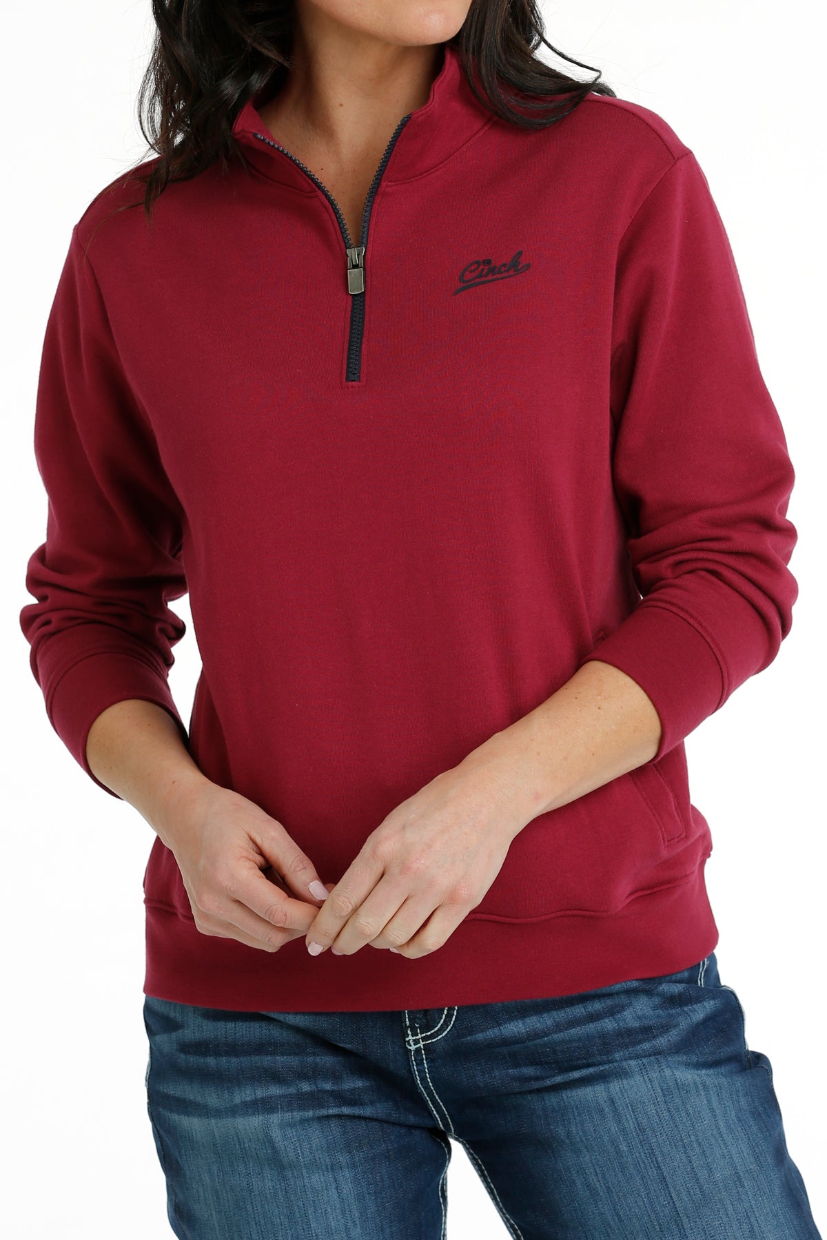 CINCH Women's Burgundy Quarter Zip Pullover