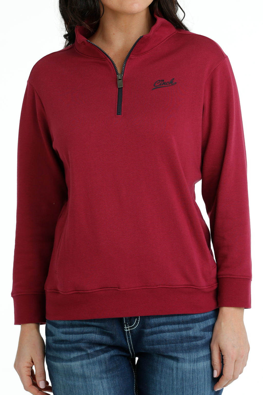 CINCH Women's Burgundy Quarter Zip Pullover