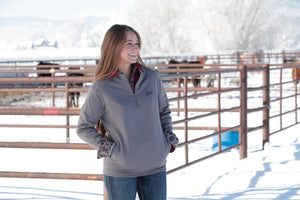 CINCH Women's Gray Quarter Zip Pullover