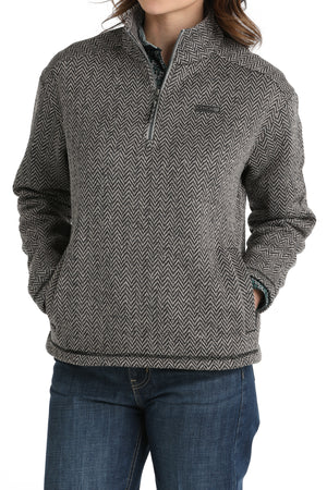 CINCH Women's 1/4 Zip Pullover - Gray Herringbone