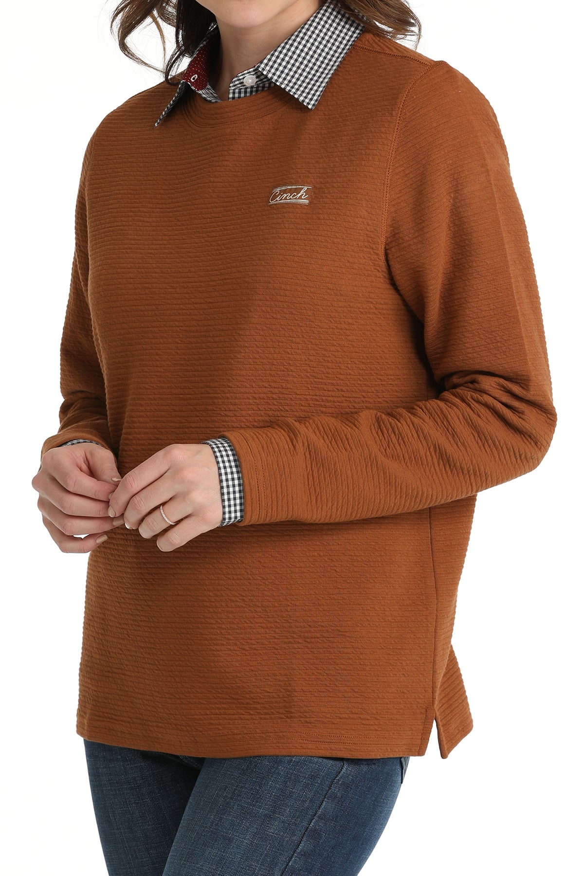 CINCH Women's Copper Textured Sweatshirt Pullover