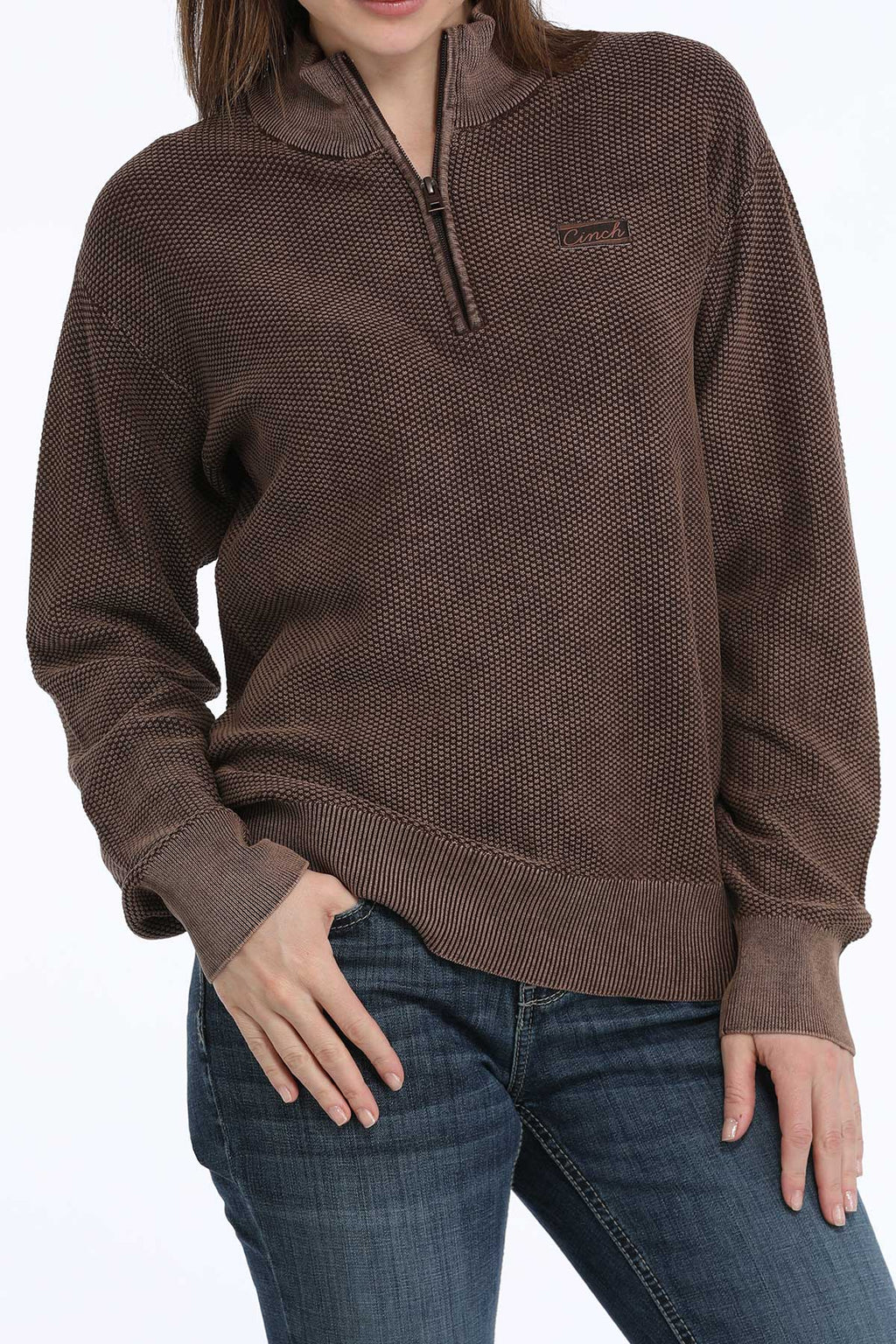 CINCH Women's Brown Quarter Zip Sweater