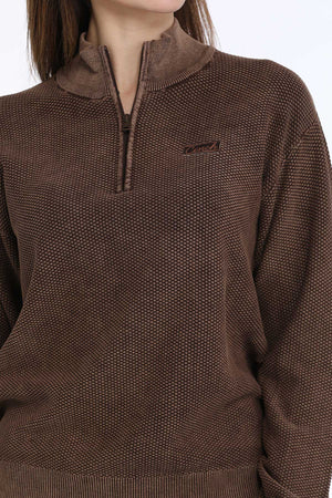 CINCH Women's Brown Quarter Zip Sweater