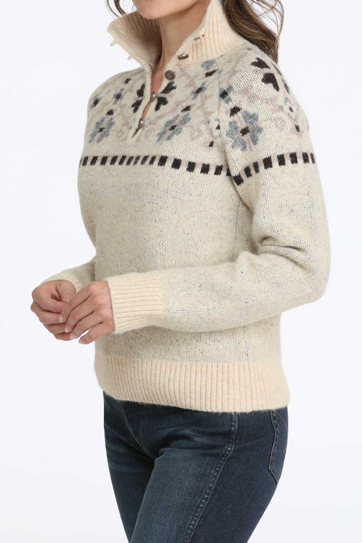 CINCH Women's Sweater with Button Detail