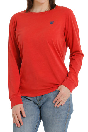 CINCH Women's Red Long Sleeve Tee