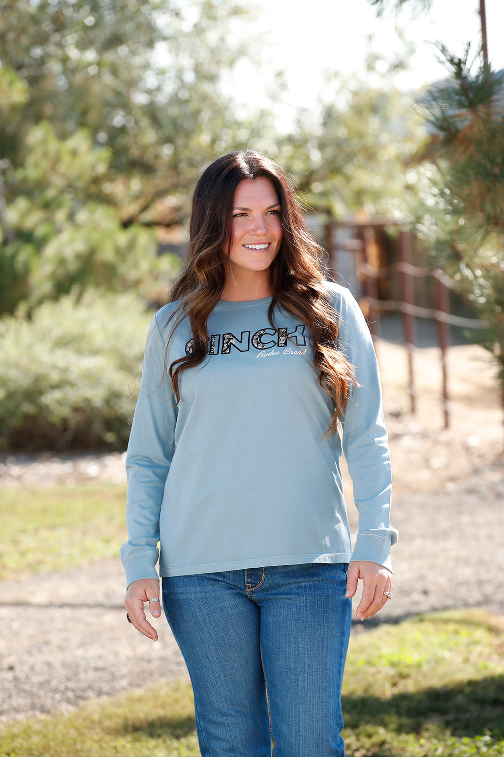 CINCH Women's Light Blue Long Sleeve Tee