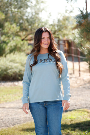 CINCH Women's Light Blue Long Sleeve Tee