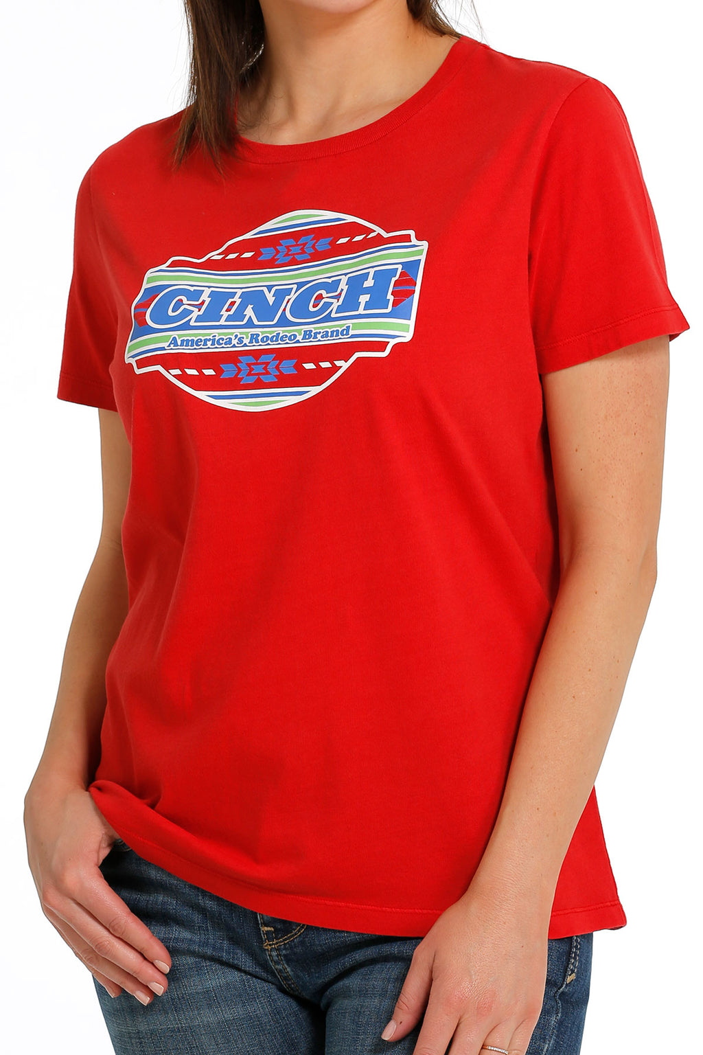 CINCH Women's Red Short Sleeve Tee