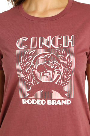 CINCH Women's Burgundy Short Sleeve Tee