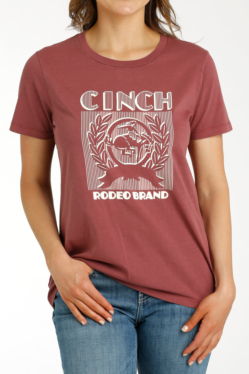 CINCH Women's Burgundy Short Sleeve Tee