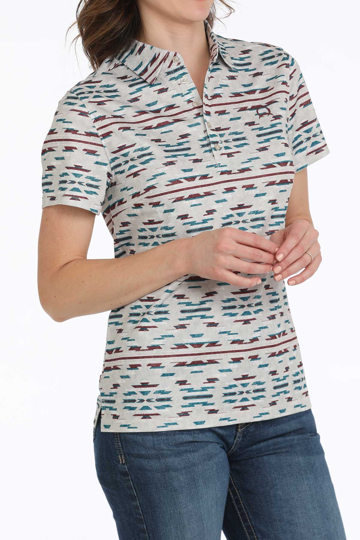 CINCH Women's Southwest Polo - Gray