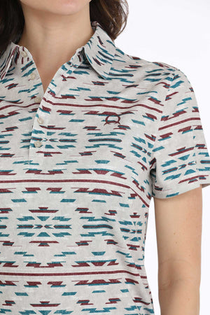 CINCH Women's Southwest Polo - Gray