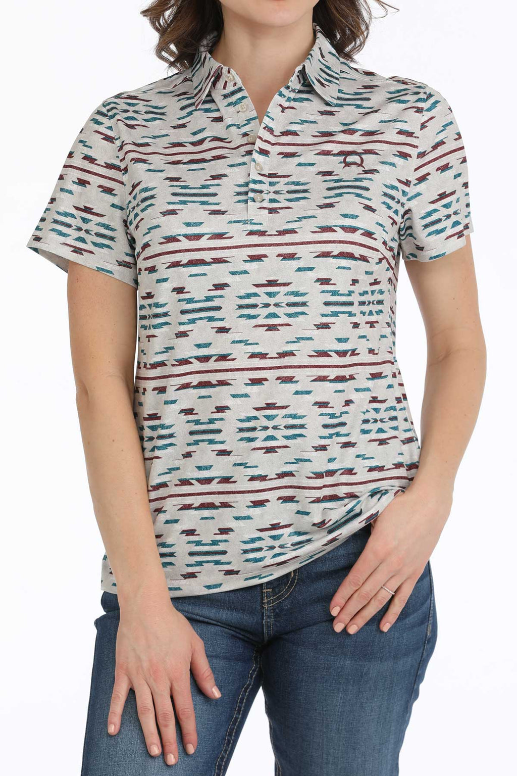 CINCH Women's Southwest Polo - Gray