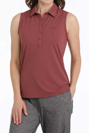 CINCH Women's Sleeveless Polo - Burgundy
