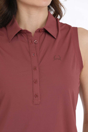 CINCH Women's Sleeveless Polo - Burgundy