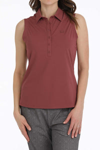 CINCH Women's Sleeveless Polo - Burgundy
