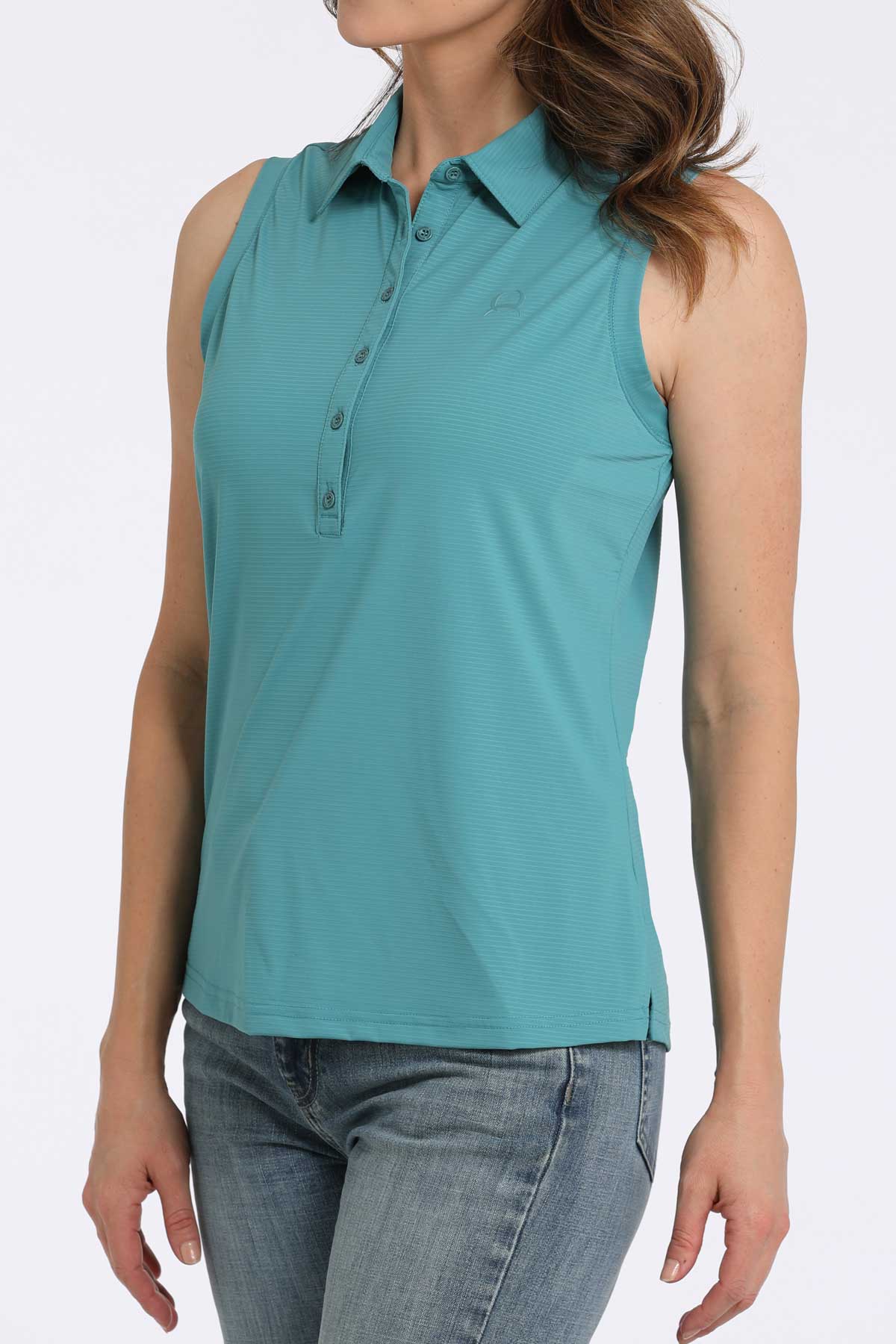 CINCH Women's Blue Sleeveless Polo