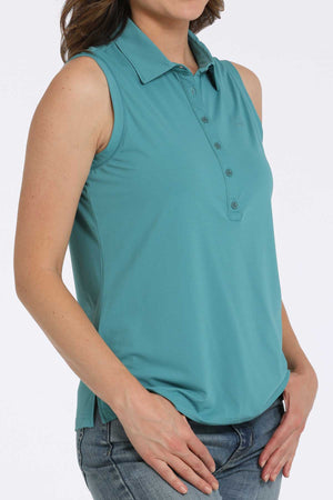 CINCH Women's Blue Sleeveless Polo