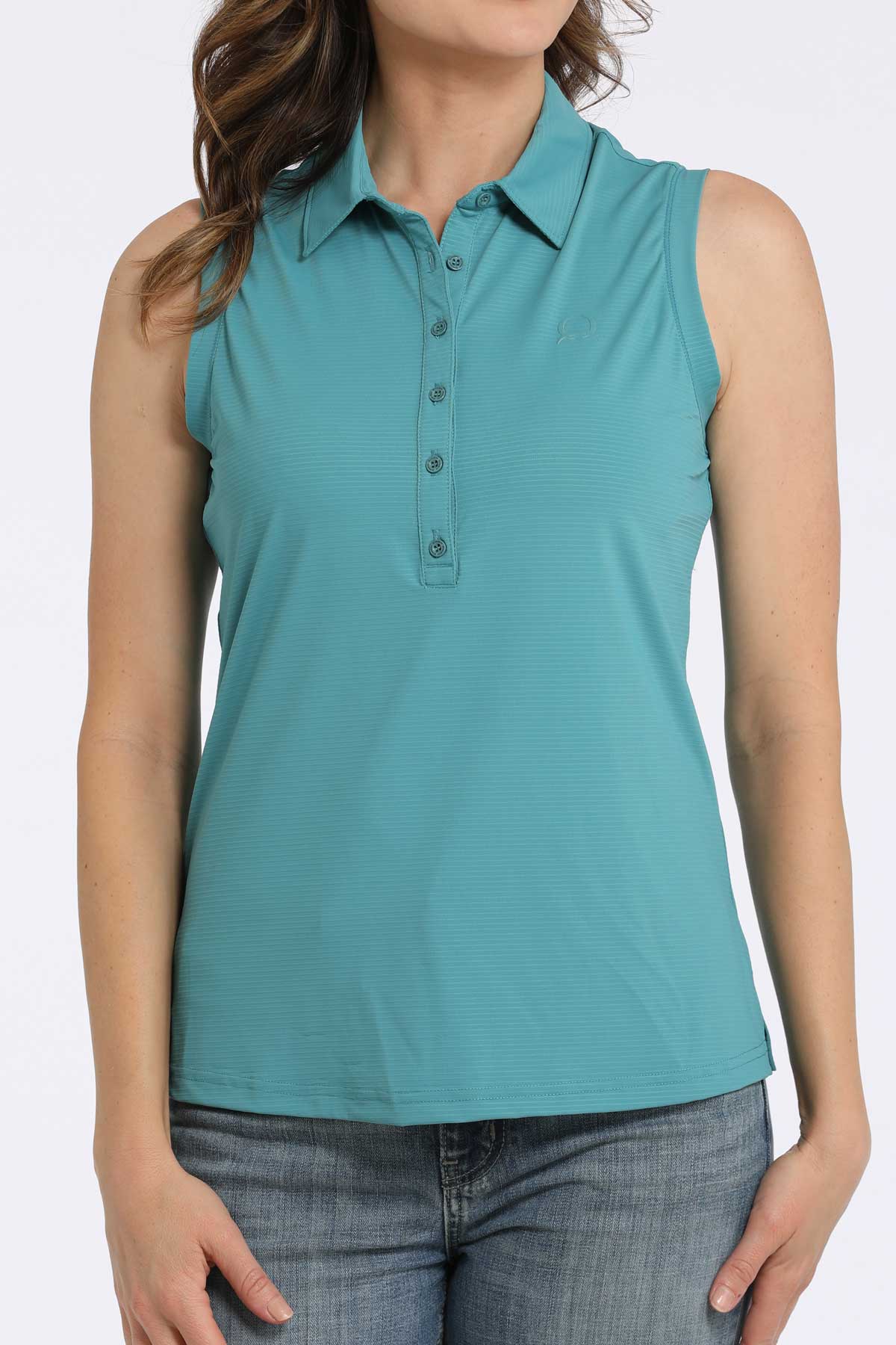 CINCH Women's Blue Sleeveless Polo