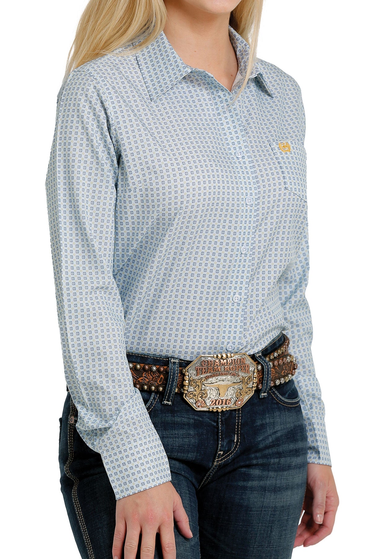 CINCH Women's Light Blue ARENAFLEX Button-Down Western Shirt