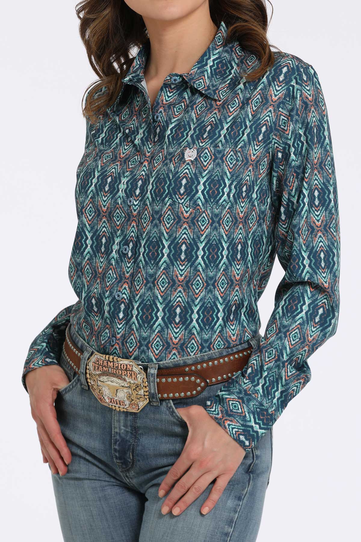 CINCH Women's Navy ARENAFLEX Western Button-Down Shirt