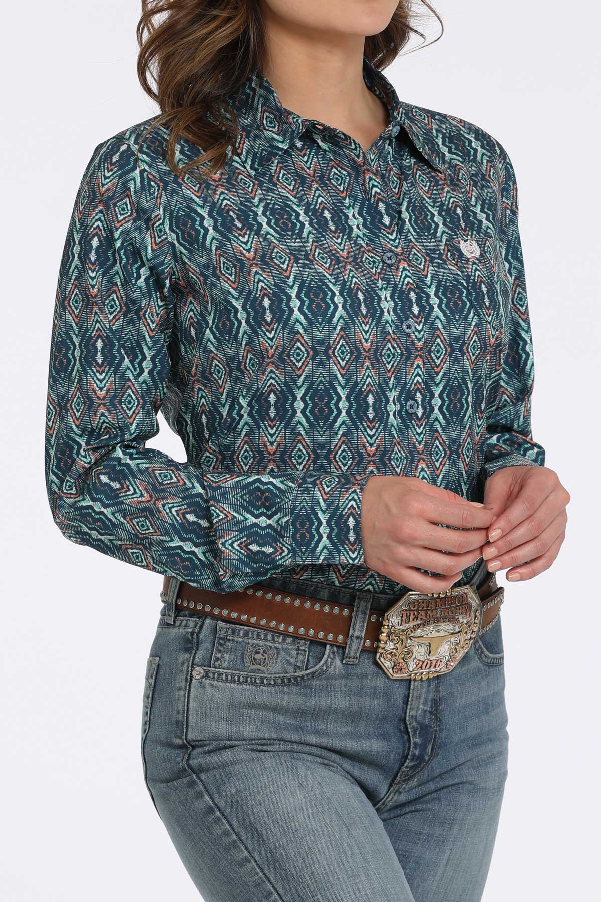 CINCH Women's Navy ARENAFLEX Western Button-Down Shirt
