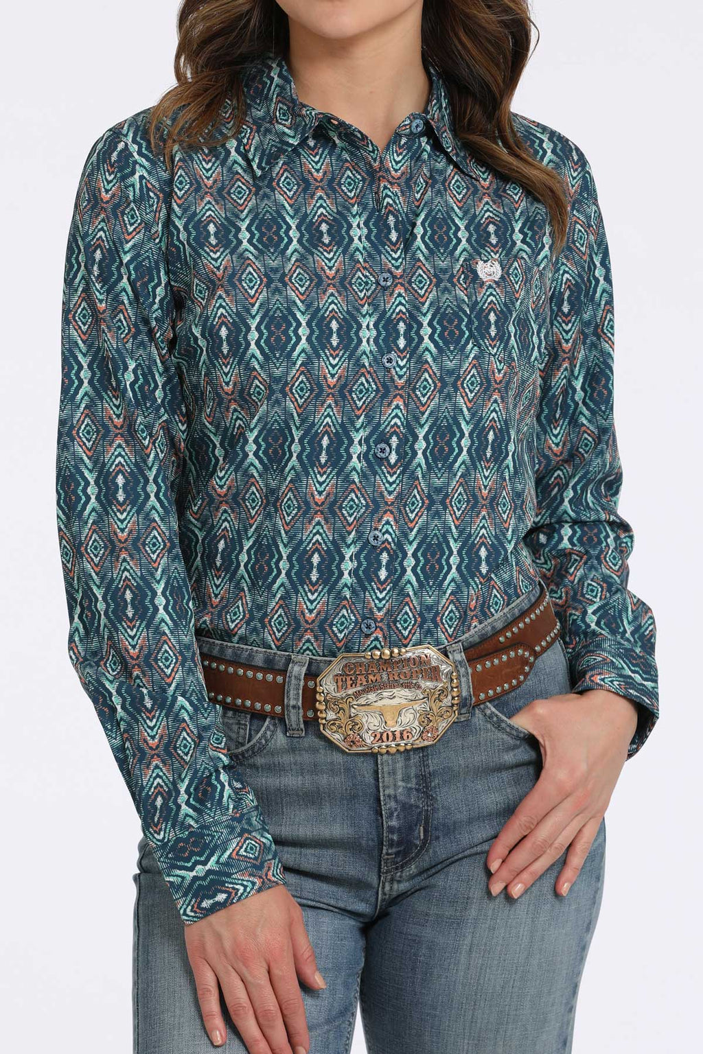 CINCH Women's Navy ARENAFLEX Western Button-Down Shirt