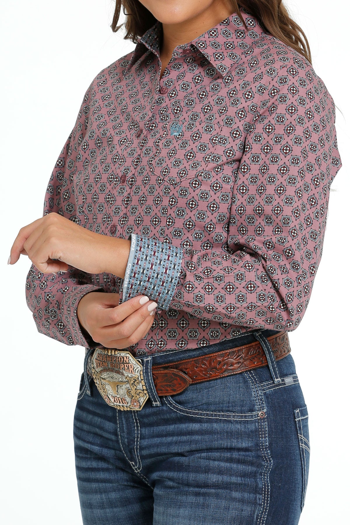 CINCH Women's Pink Button-Down Western Shirt