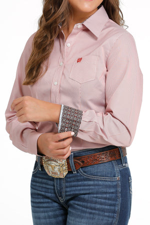 CINCH Women's Tencel Red Stripe Button-Down Western Shirt