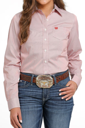 CINCH Women's Tencel Red Stripe Button-Down Western Shirt